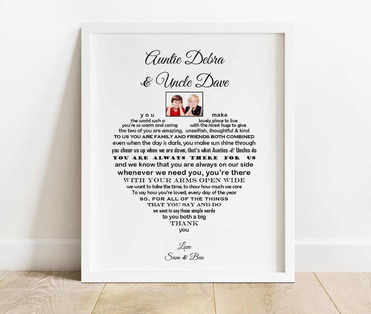 Personalized Gift for AUNT to Us You Are the World Poem Custom 