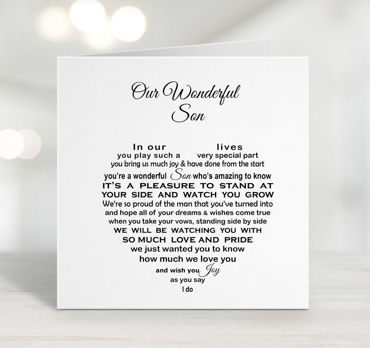 What To Put In Son S Wedding Card