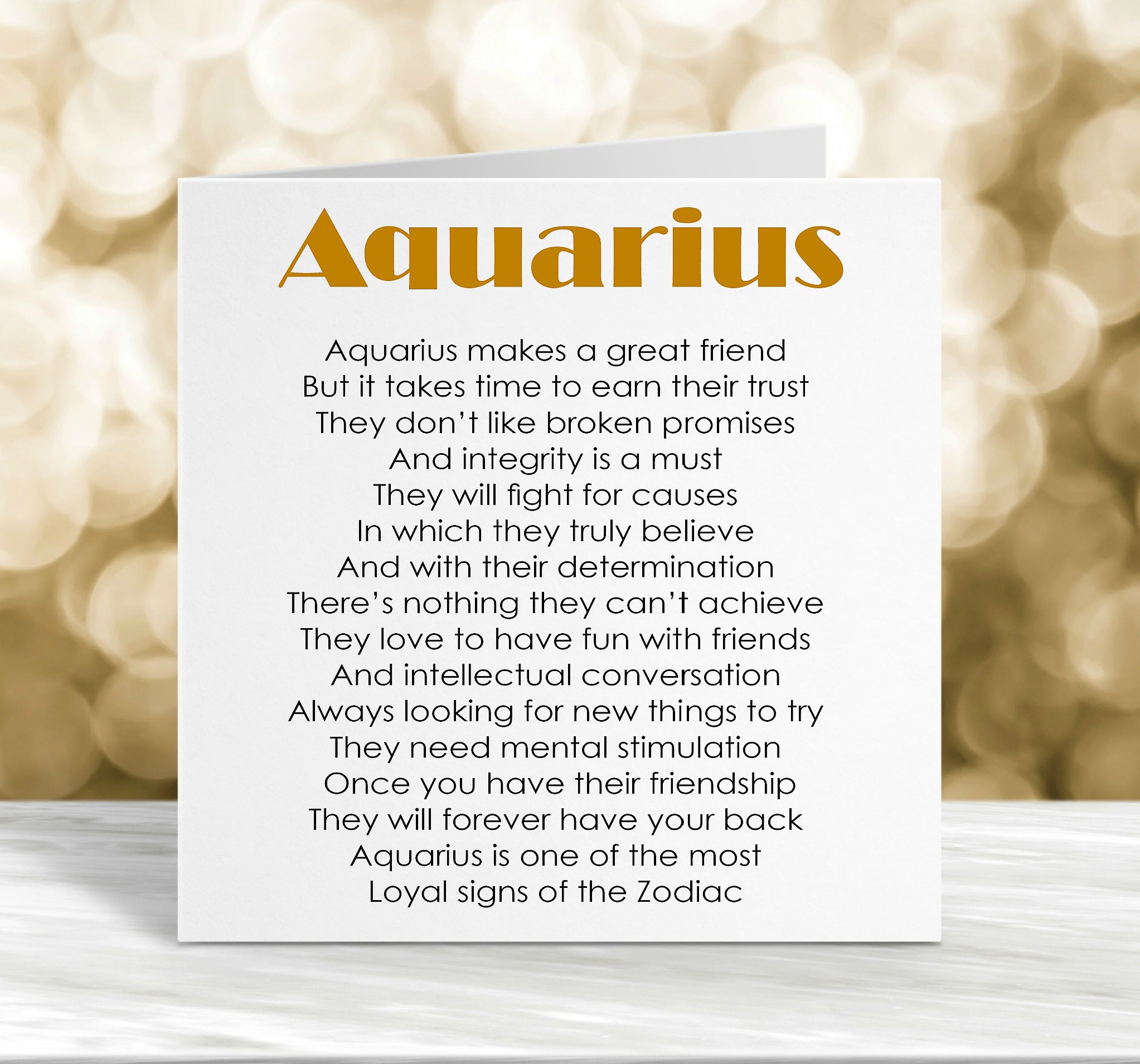 Aquarius Zodiac Star Sign Card for January February Birthday