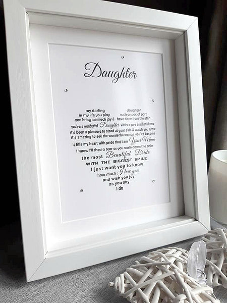 Daughter Wedding Gift from Parents of the Bride - 10x8 Poem Print