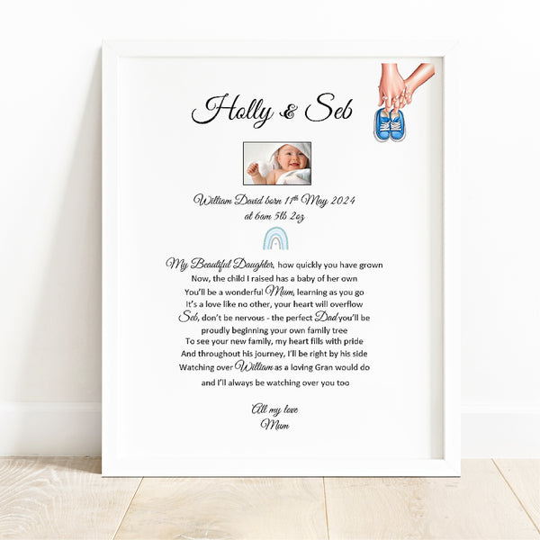 New Grandchild birth gift to Daughter, Son and Partner Pregnancy announcement