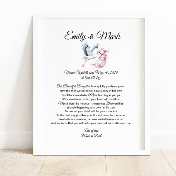 New Grandchild birth gift to Daughter, Son and Partner Pregnancy announcement