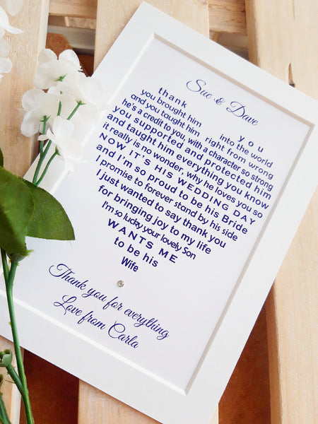 Mother of the Groom gift from Bride -   7x5 Personalised Wedding Poem Print