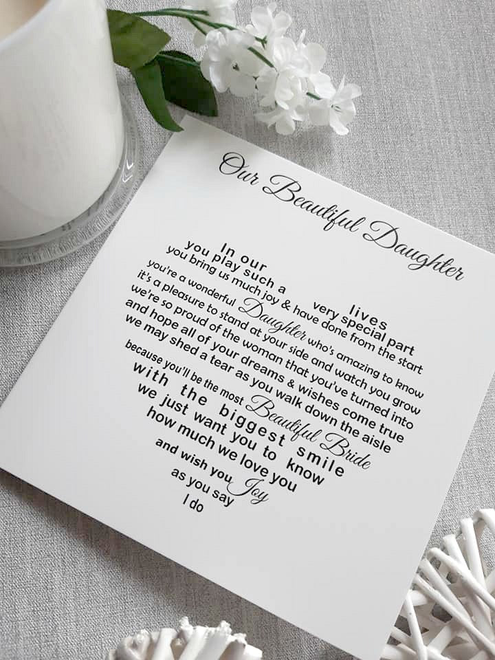 Wedding Card - Daughter's Wedding card from Mum and Dad – Unique Word ...